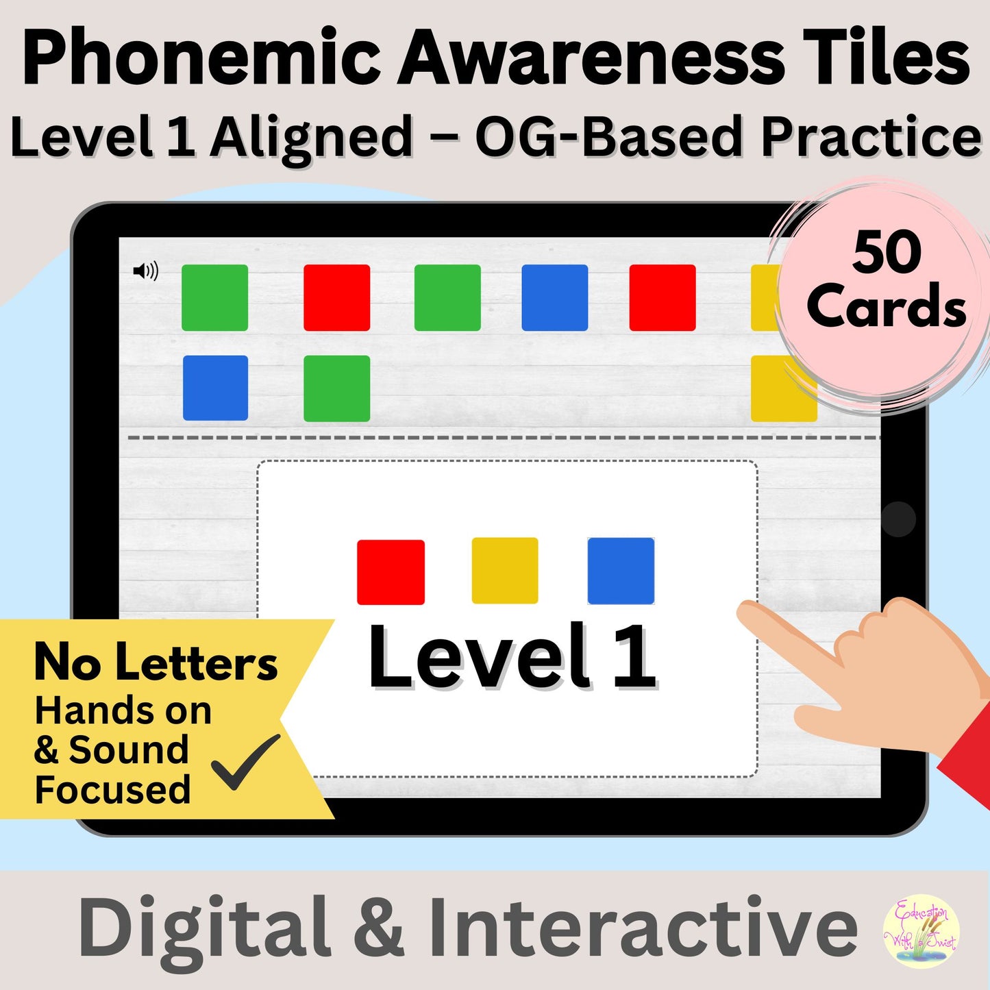 Phonemic Awareness Tiles | Level 1 Sound Boxes | Orton-Gillingham & Structured Literacy Boom™ Cards