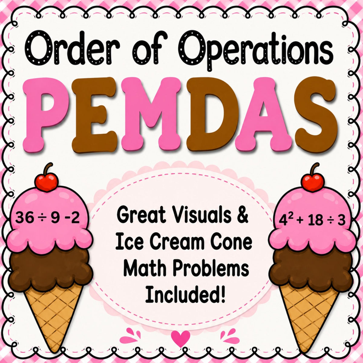 5th Grade Order of Operations PEMDAS Worksheets & Posters | Ice Cream Math