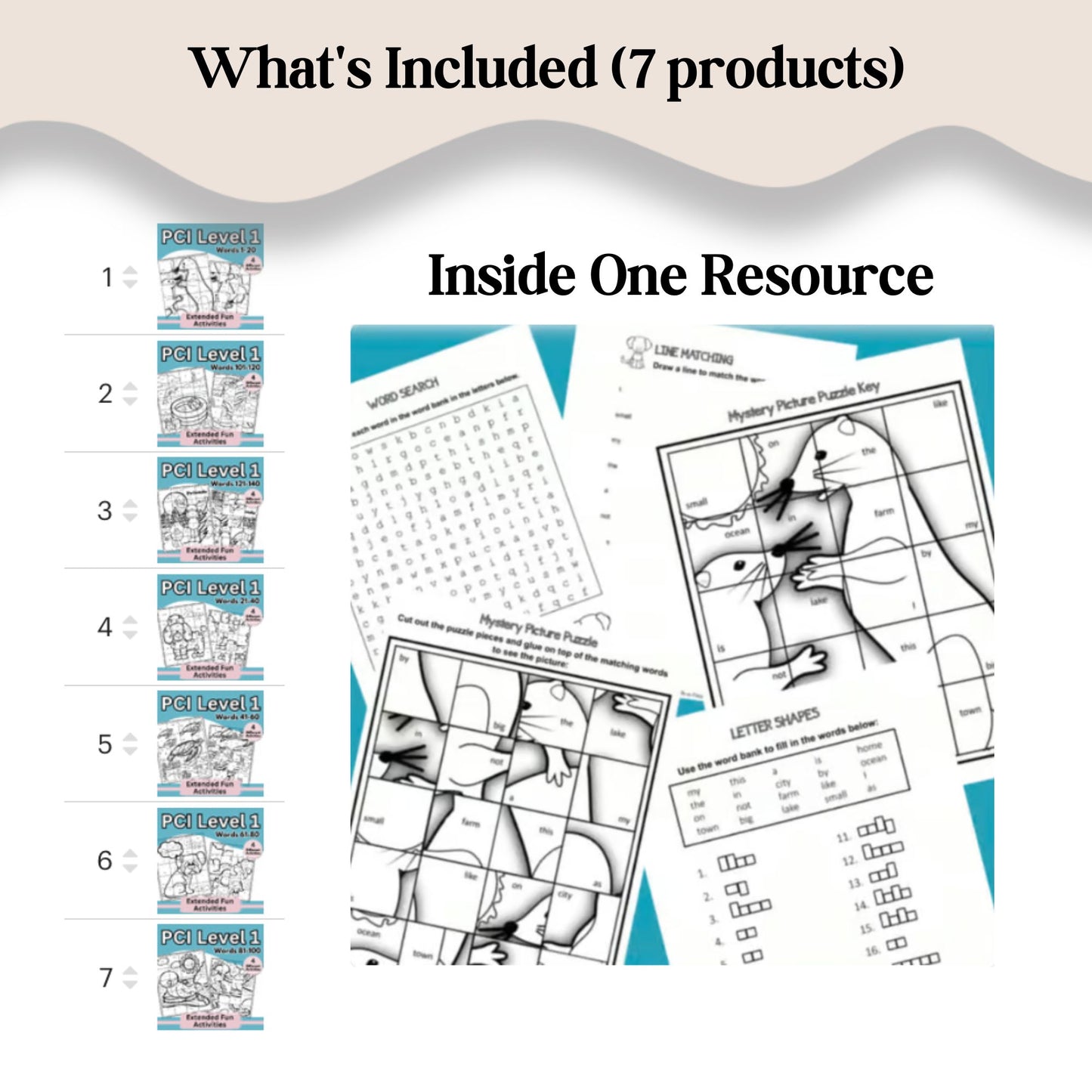 PCI Reading Level 1 Mystery Picture Activities Bundle | Sight Words 1–140