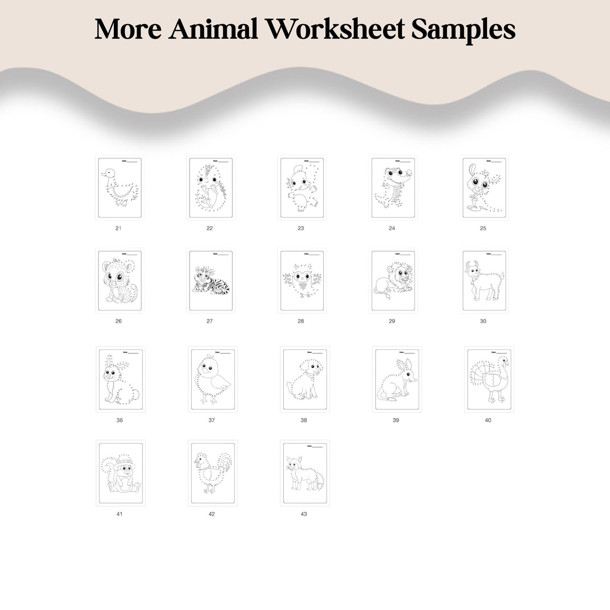 Animal Dot-to-Dot Activity Book | 43 Printable Connect-the-Dots Worksheets | PreK–2 – Digital Printable by Digital Kim Designs