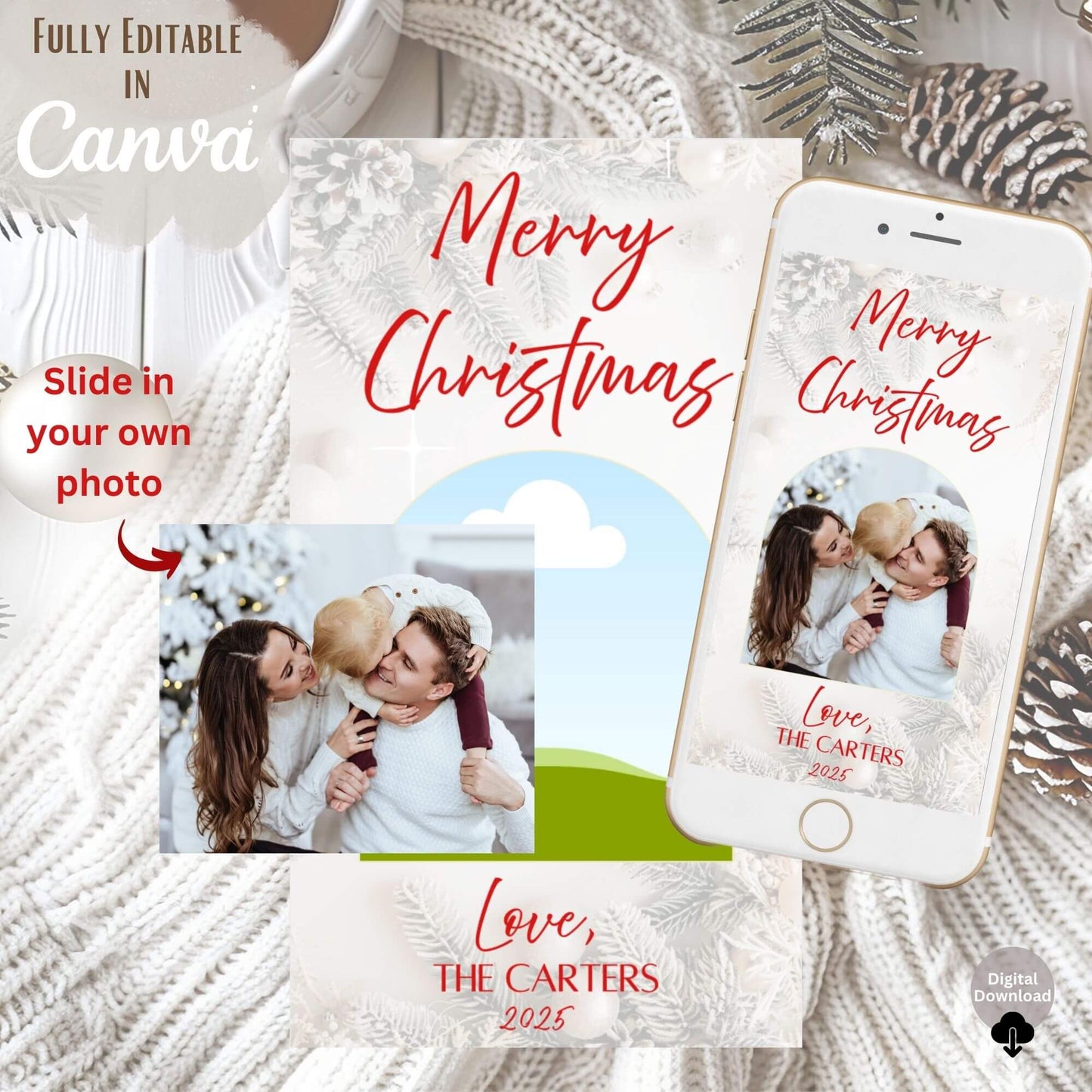 Animated Christmas Photo Card – Canva Editable Digital Video – Digital Printable by Digital Kim Designs