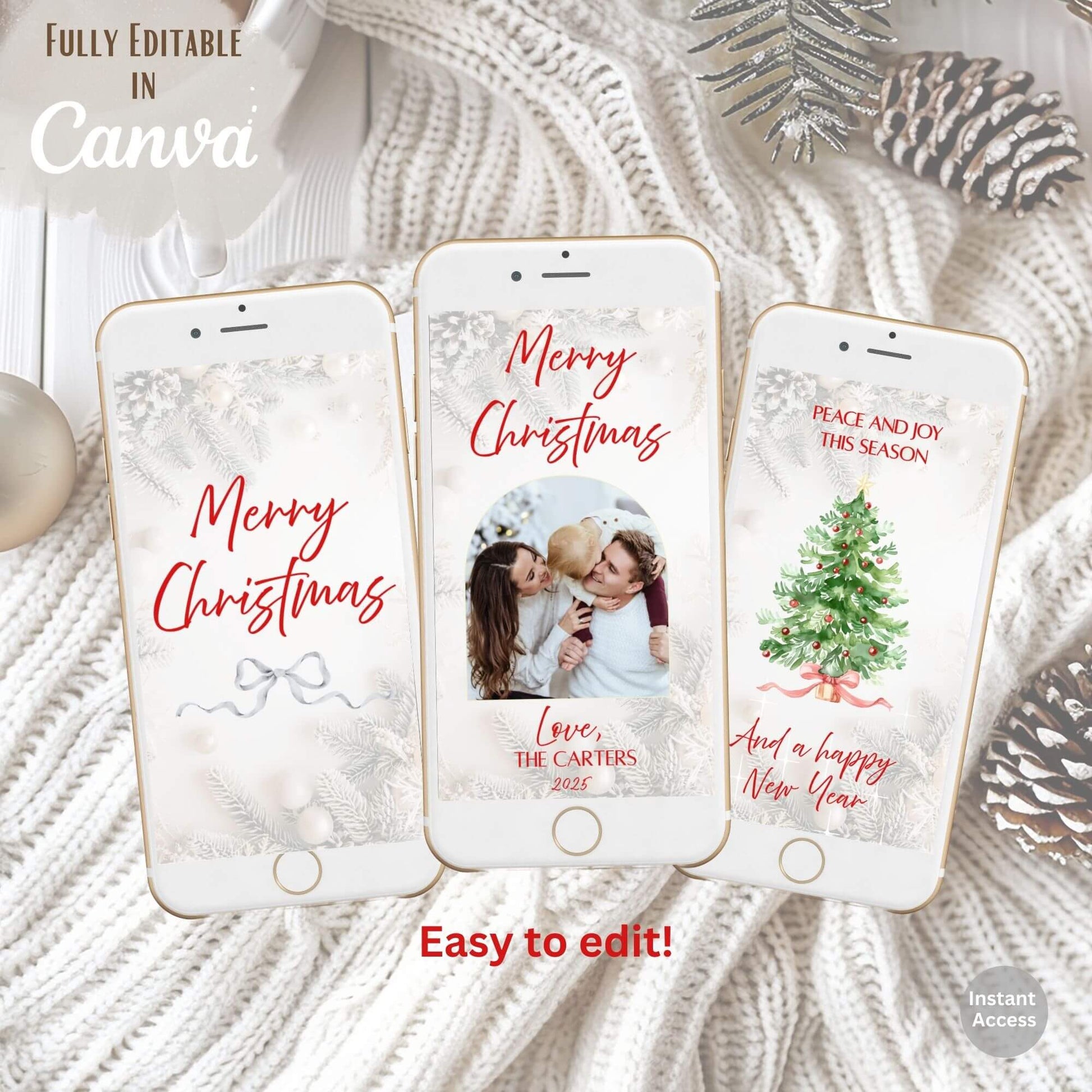 Animated Christmas Photo Card – Canva Editable Digital Video – Digital Printable by Digital Kim Designs