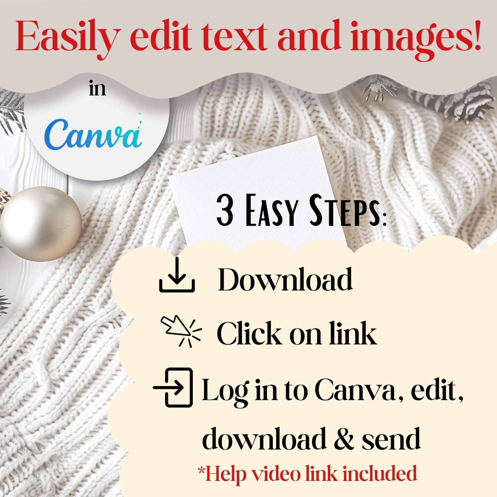 Animated Christmas Photo Card – Canva Editable Digital Video – Digital Printable by Digital Kim Designs