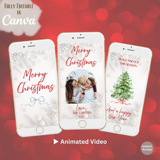 Animated Christmas Photo Card – Canva Editable Digital Video – Digital Printable by Digital Kim Designs