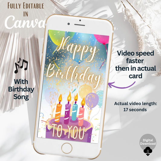Animated Happy Birthday E - Card – Musical Video Greeting with Birthday Song (Digital Download) – Faith - Based Printable by Digital Kim Designs