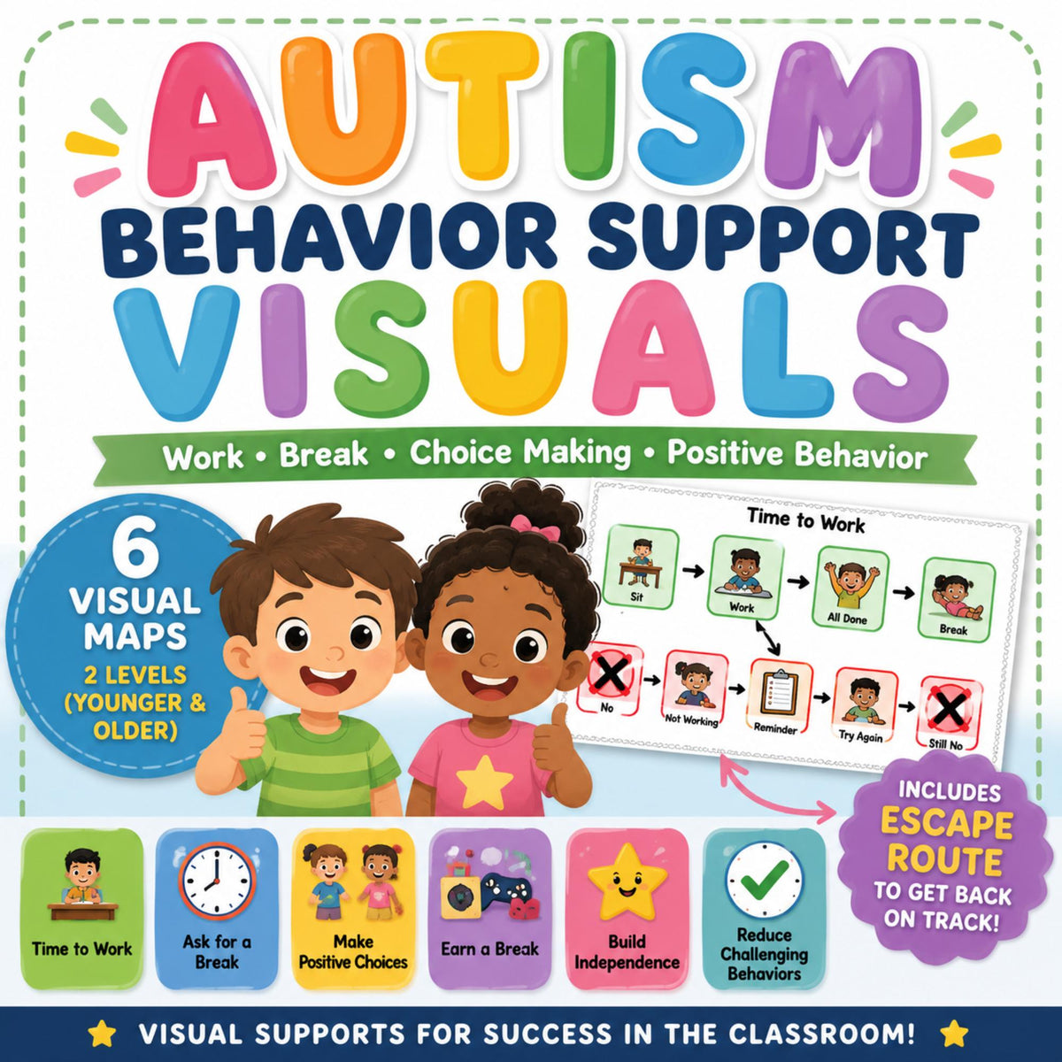 Autism Behavior Support Visuals | Work Break Visuals – Digital Printable by Digital Kim Designs