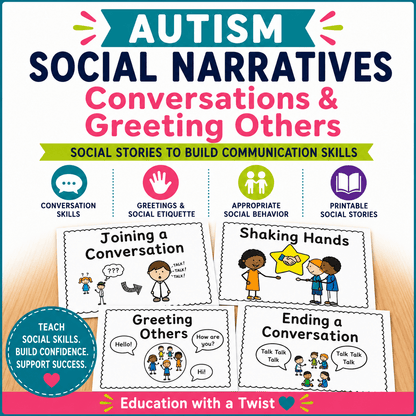 Autism Social Stories | Conversation & Greeting Skills | Printable PDF – Digital Printable by Digital Kim Designs