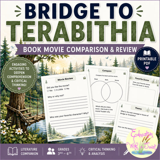 Bridge to Terabithia Book & Movie Comparison | Grades 3–6 – Digital Printable by Digital Kim Designs