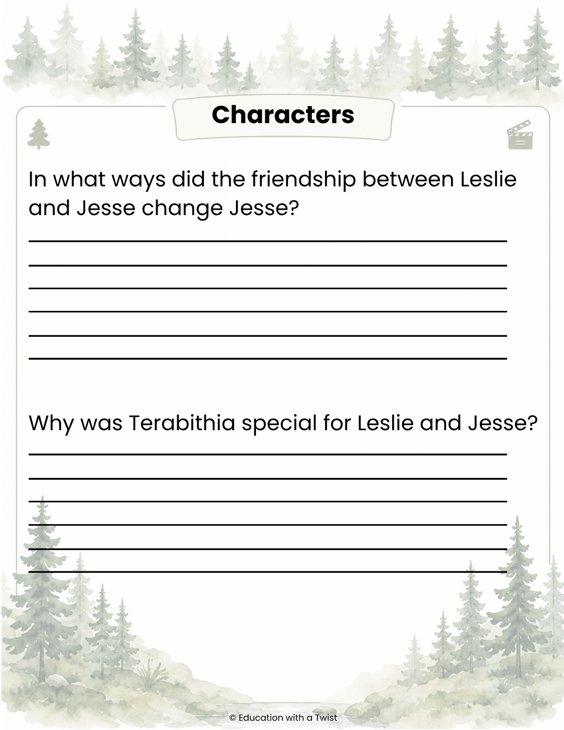 Bridge to Terabithia Book & Movie Comparison | Grades 3–6 – Digital Printable by Digital Kim Designs
