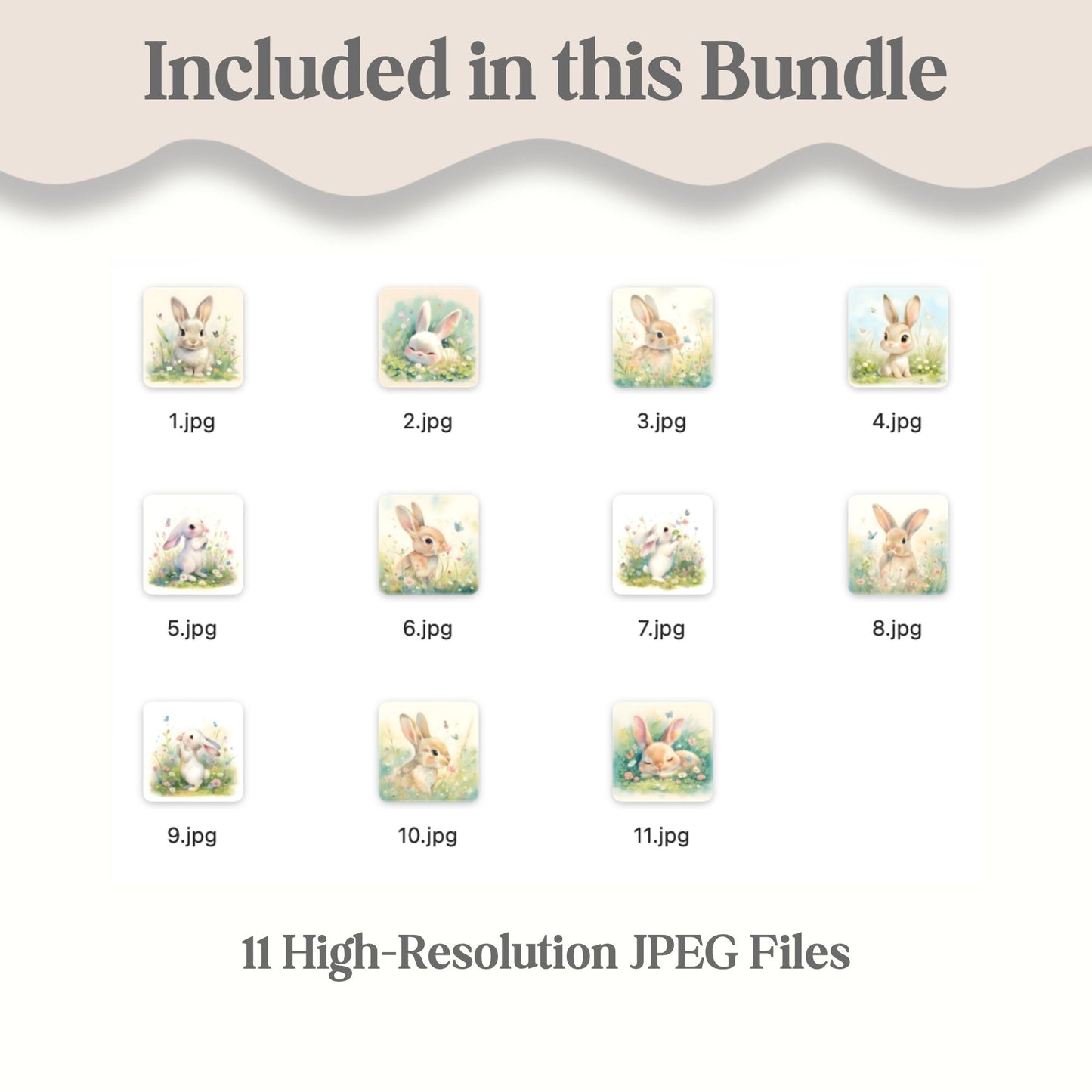 Bunny Nursery Wall Art | 11 Watercolor JPEG Prints – Digital Printable by Digital Kim Designs