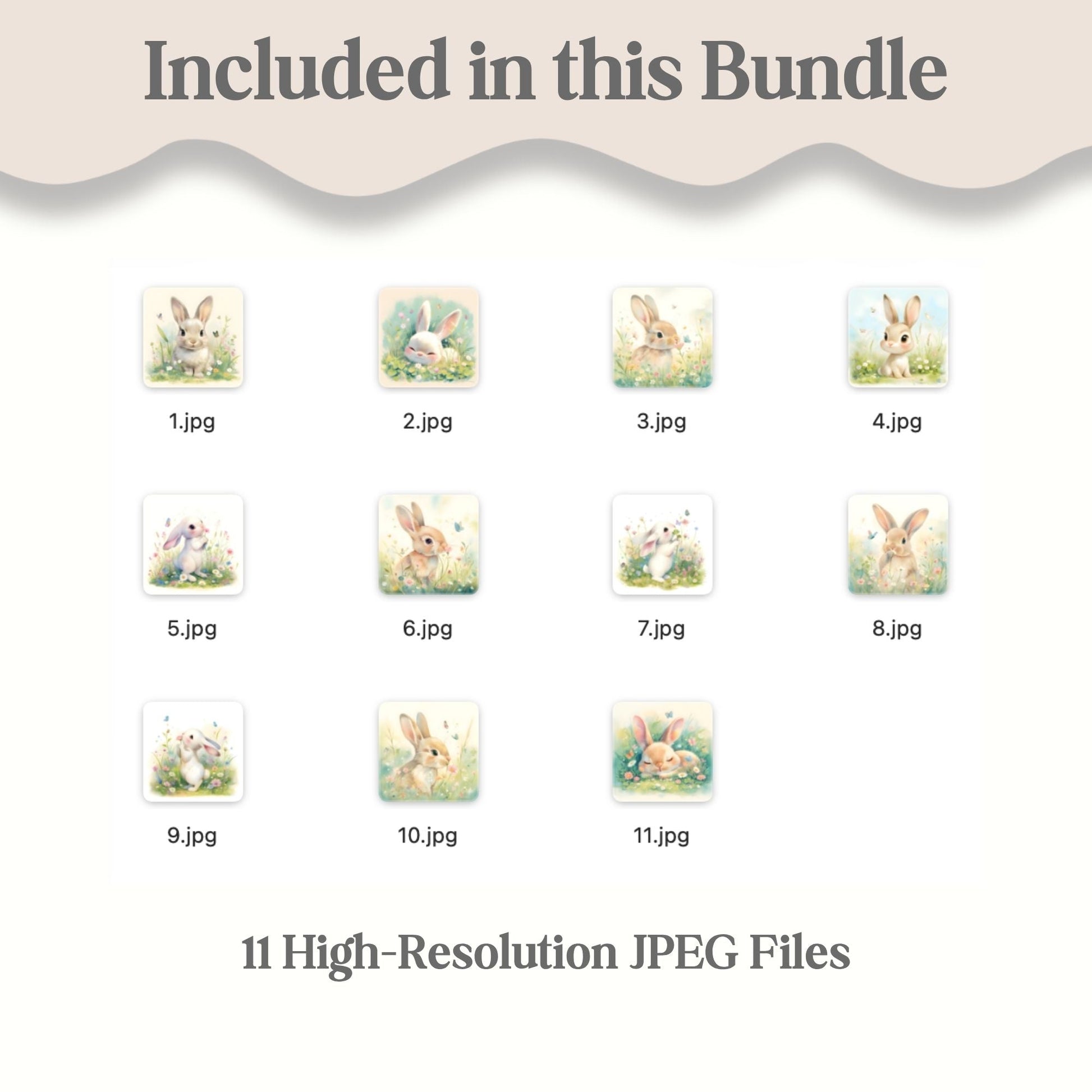 Bunny Nursery Wall Art | 11 Watercolor JPEG Prints – Digital Printable by Digital Kim Designs