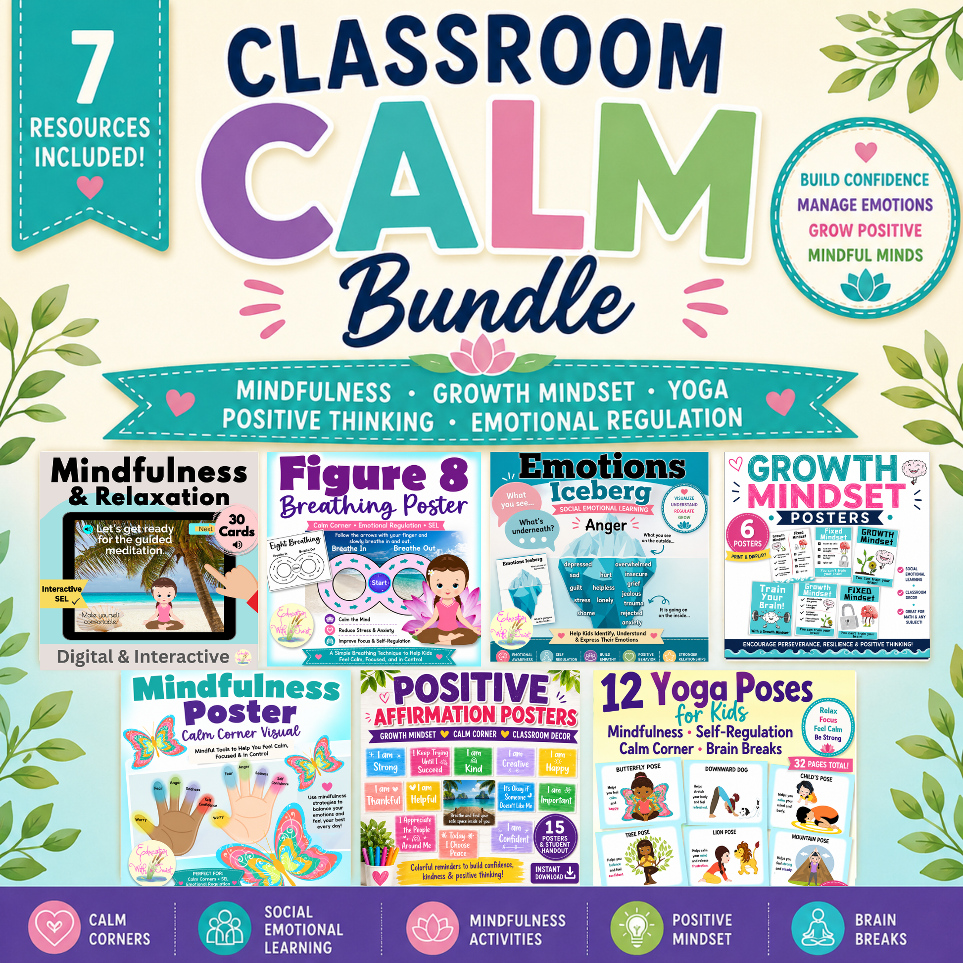 Calm Corner Bundle | Social Emotional Learning Activities | Self-Regulation | Growth Mindset & Mindfulness – Digital Printable by Digital Kim Designs