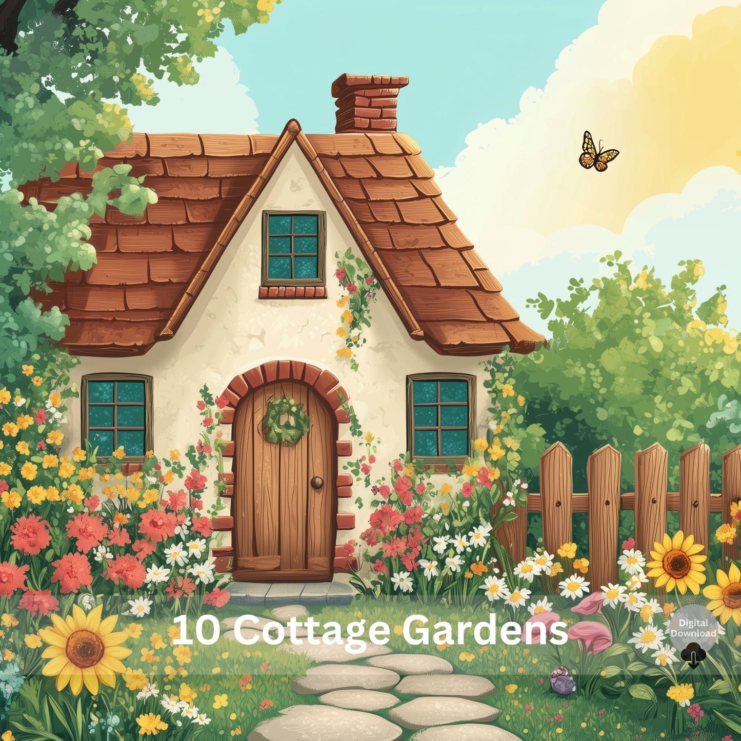 Cottage Garden Digital Papers | 10 Cottagecore Watercolor Backgrounds | JPEG Images – Digital Printable by Digital Kim Designs