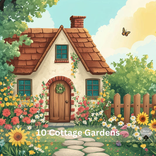 Cottage Garden Digital Papers | 10 Cottagecore Watercolor Backgrounds | JPEG Images – Digital Printable by Digital Kim Designs