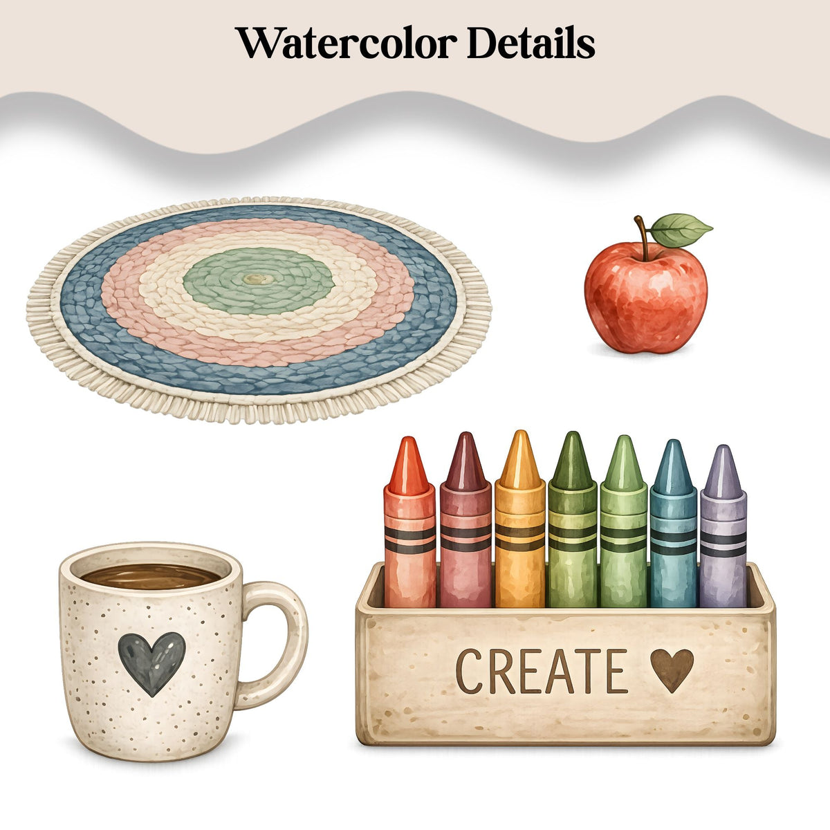 Cozy Classroom Watercolor Clipart | 21 PNG Classroom Graphics – Digital Printable by Digital Kim Designs