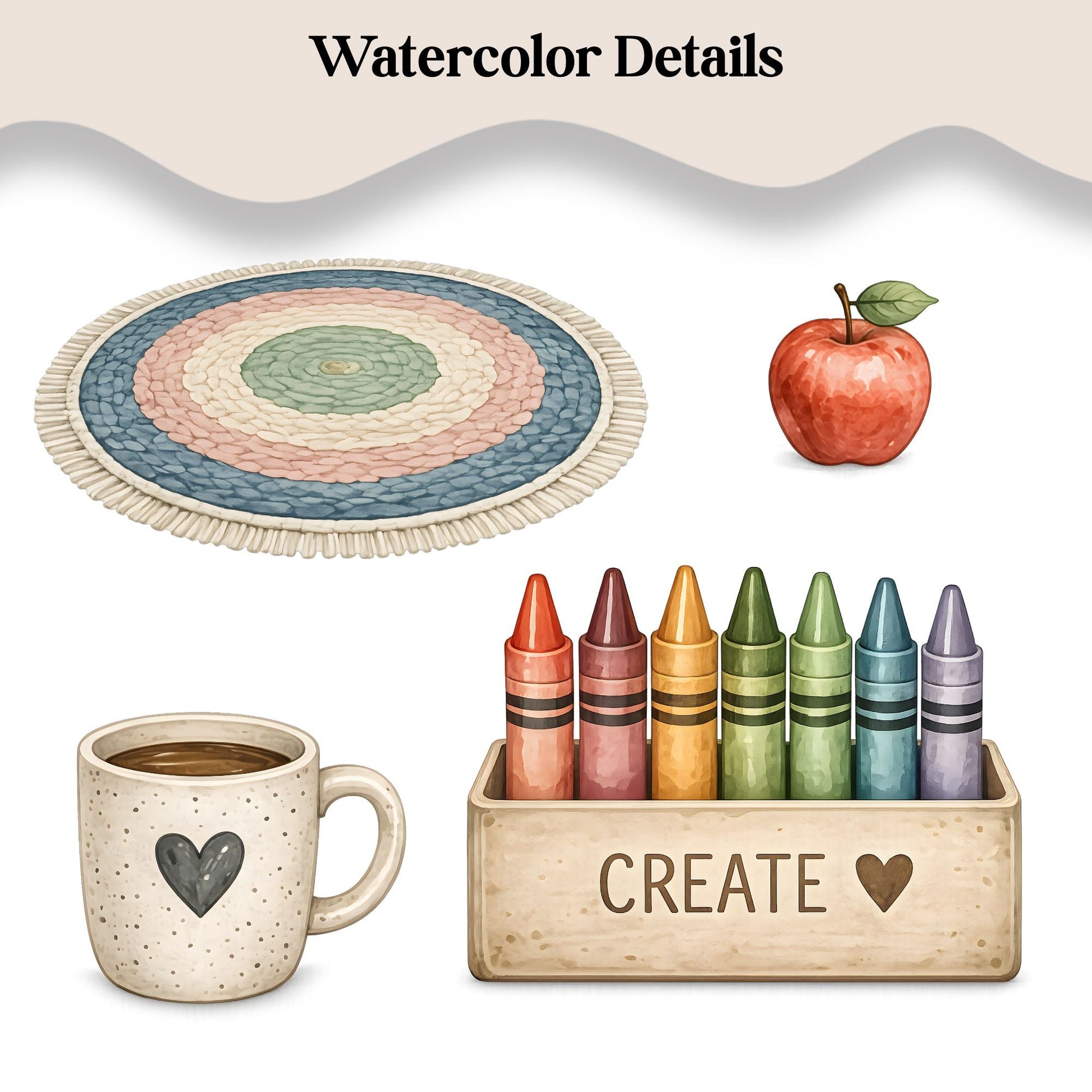 Cozy Classroom Watercolor Clipart | 21 PNG Classroom Graphics – Digital Printable by Digital Kim Designs