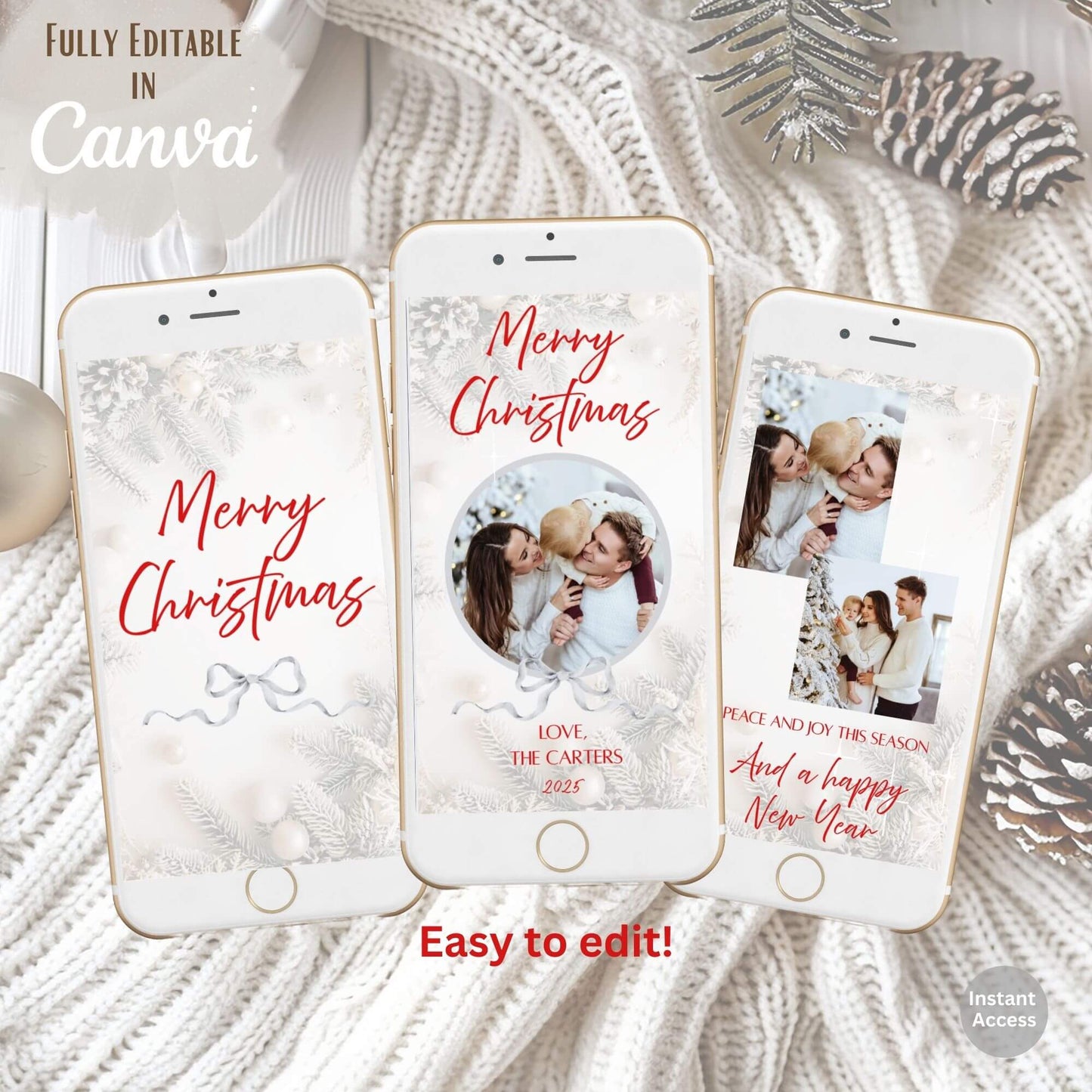 Cozy Neutral Animated Christmas Photo Card – Canva Editable Digital Video – Digital Printable by Digital Kim Designs