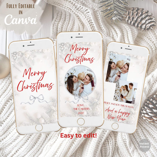 Cozy Neutral Animated Christmas Photo Card – Canva Editable Digital Video – Digital Printable by Digital Kim Designs
