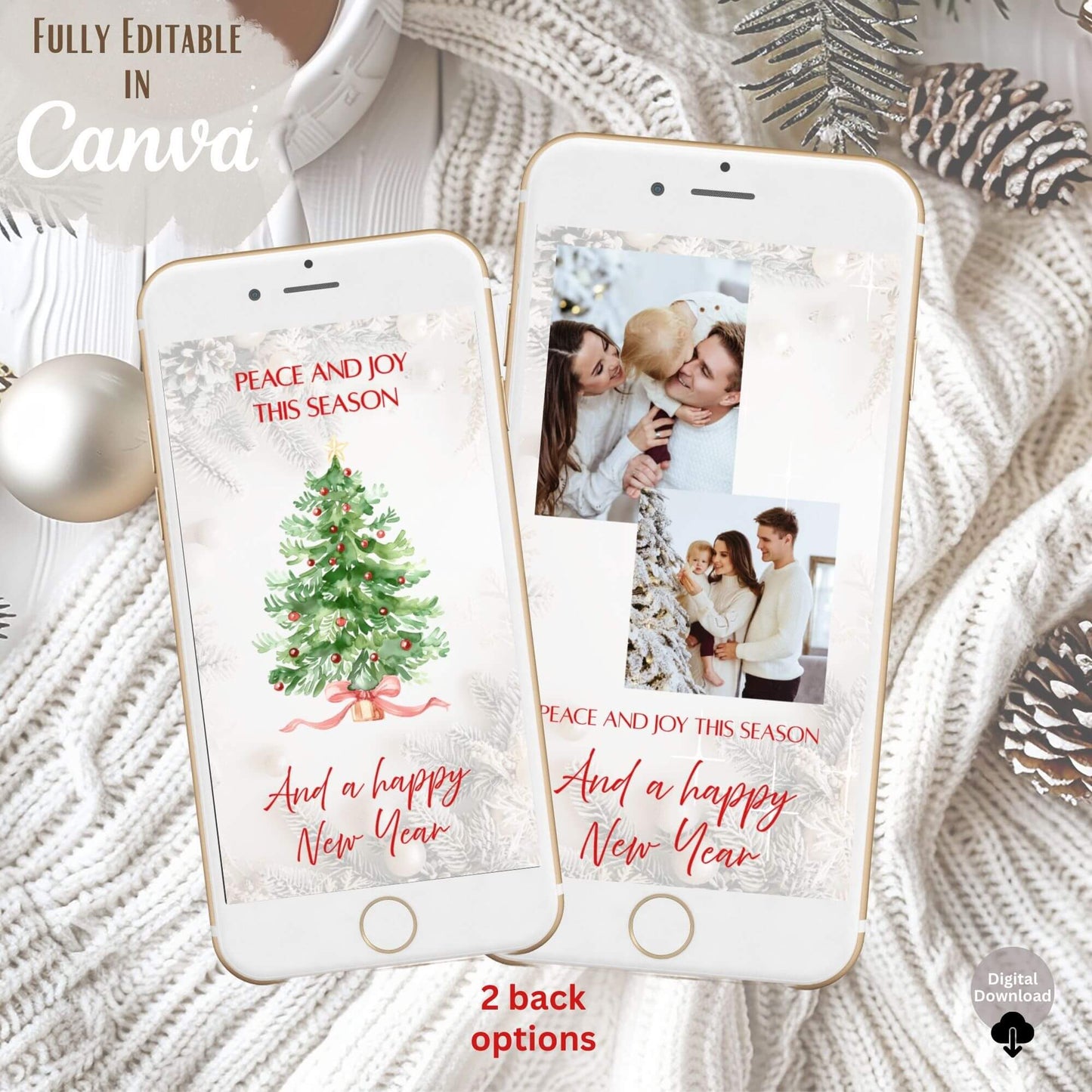 Cozy Neutral Animated Christmas Photo Card – Canva Editable Digital Video – Digital Printable by Digital Kim Designs