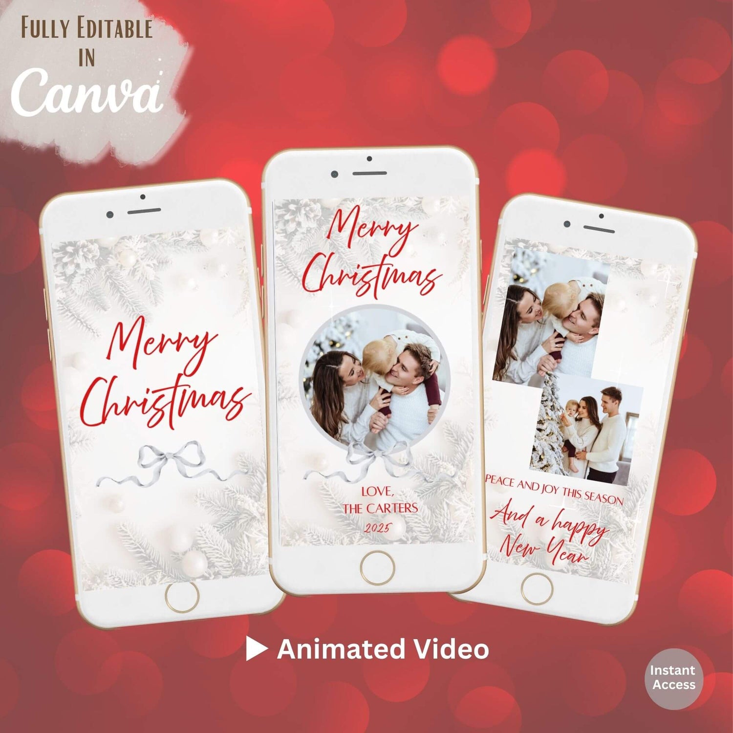 Cozy Neutral Animated Christmas Photo Card – Canva Editable Digital Video – Digital Printable by Digital Kim Designs