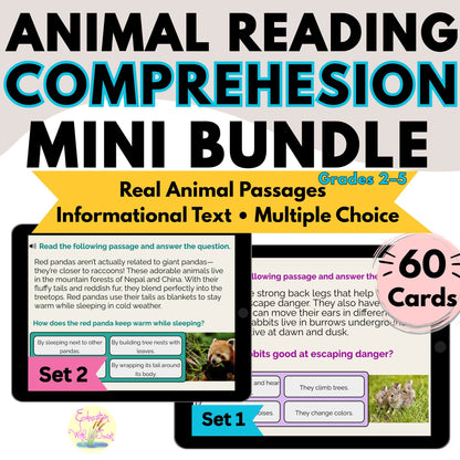 Digital Kim Designs animal reading comprehension mini bundle with informational passages and multiple choice questions