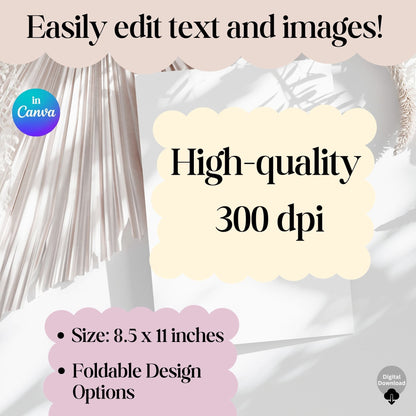 Digital Kim Designs editable LDS baptism program template for two boys featuring a clean Canva design layout.
