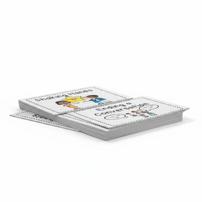 Digital Kim Designs printable social stories booklet for teaching conversation and greeting skills to students.