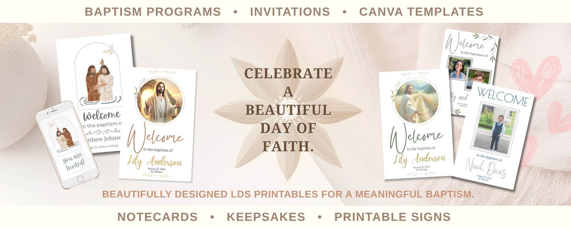 LDS Baptism Programs & Invites – Digital Kim Designs