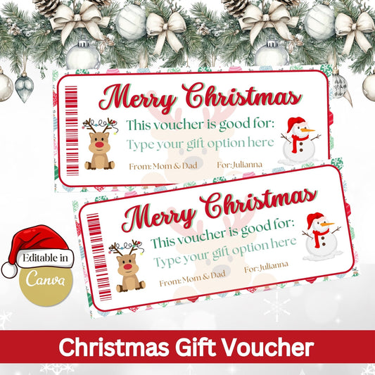 Editable Christmas Gift Voucher | Printable Holiday Coupon Template (Digital Download) – Digital Printable by Digital Kim Designs