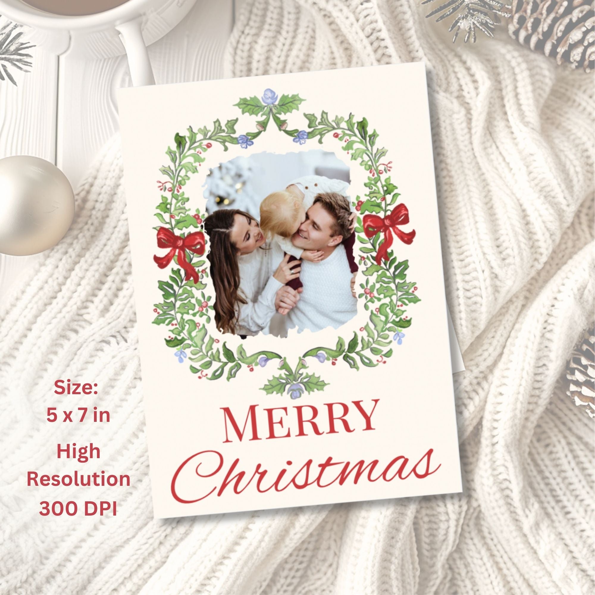 Editable Christmas Photo Card – Elegant Holiday Canva Template ...