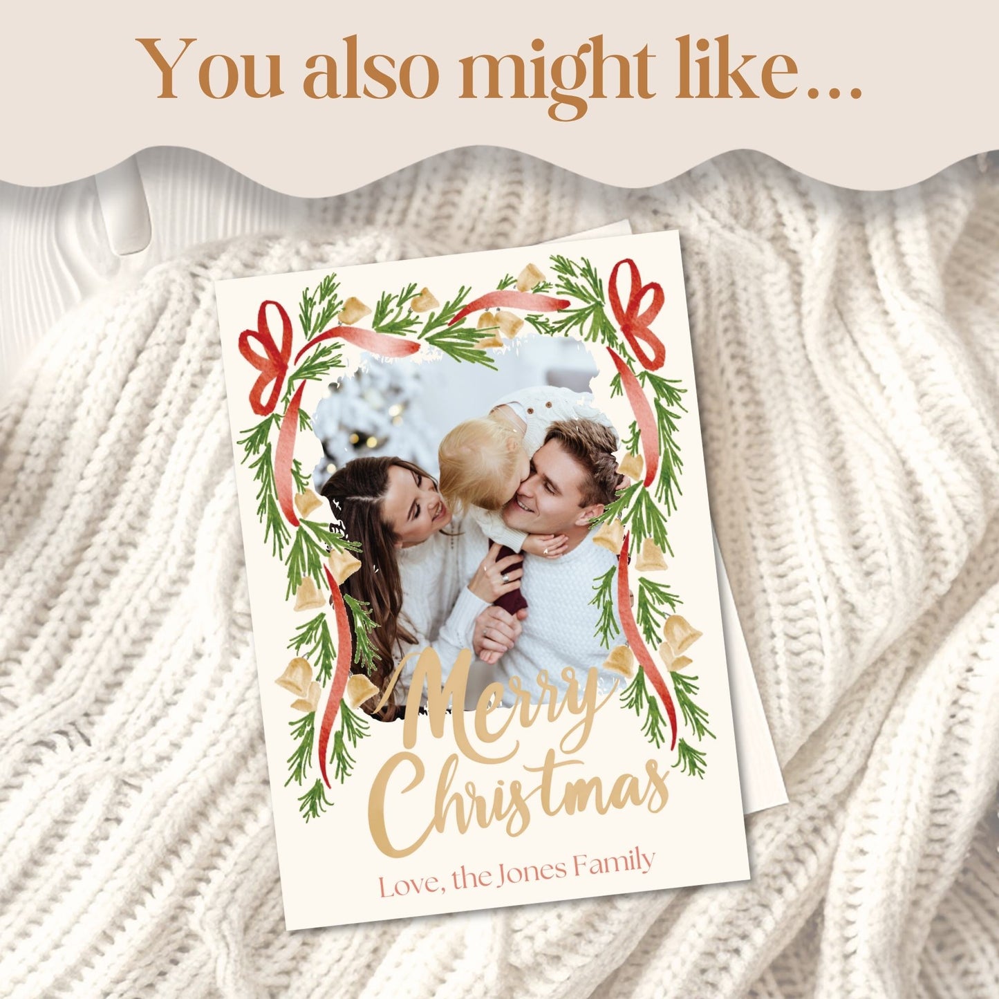 Editable Christmas Photo Card Template – Boho Garland Design, Canva Holiday Card (Digital Download) – Digital Printable by Digital Kim Designs