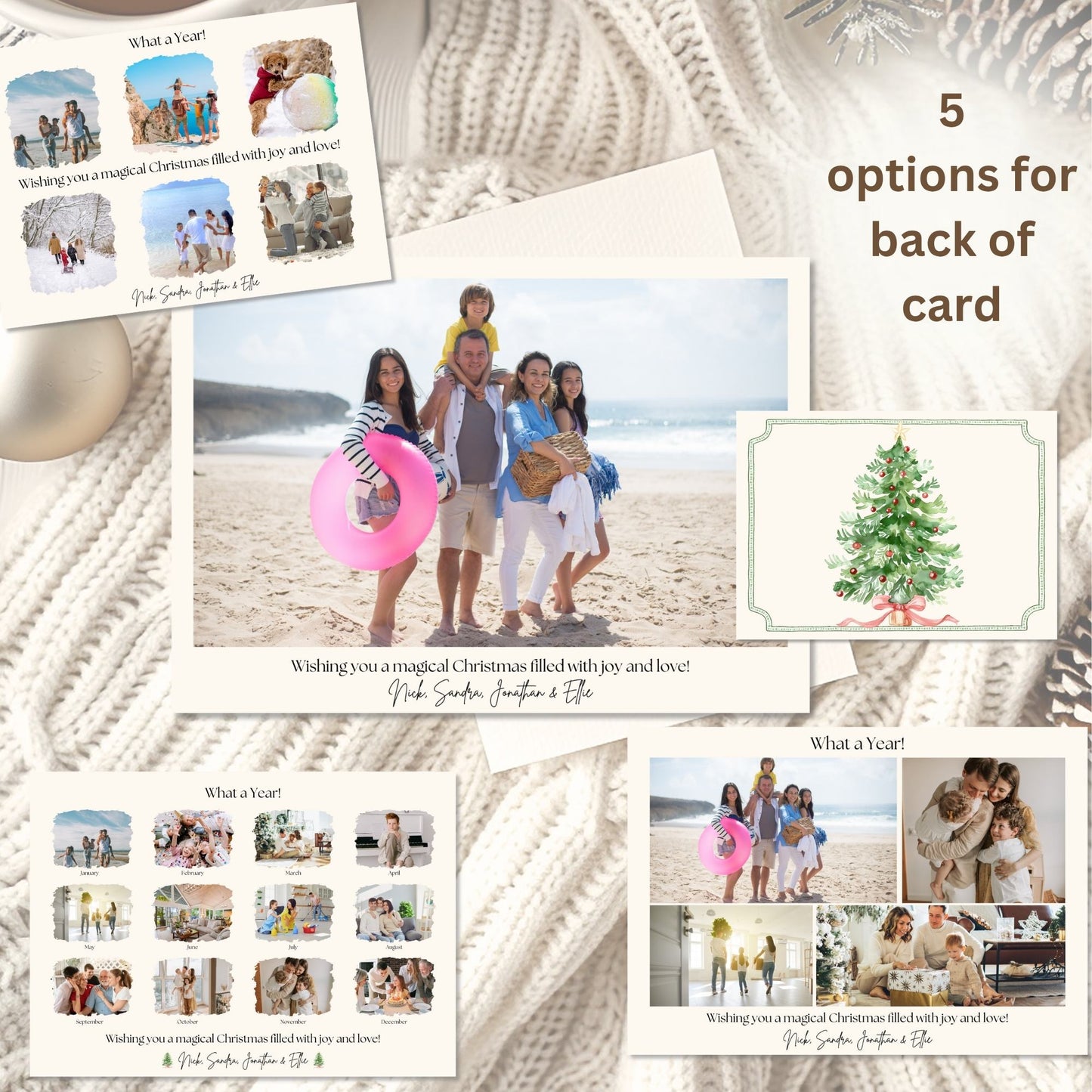 Editable Christmas Photo Card Template – Boho Garland Design, Canva Holiday Card (Digital Download) – Digital Printable by Digital Kim Designs