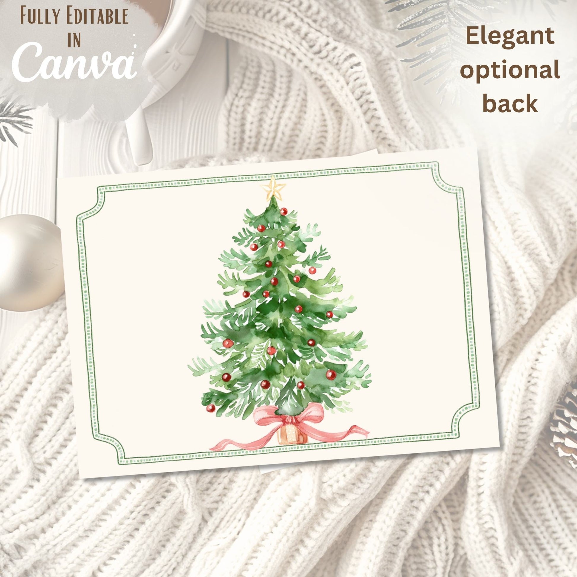Editable Christmas Photo Card Template – Boho Garland Design, Canva Holiday Card (Digital Download) – Digital Printable by Digital Kim Designs