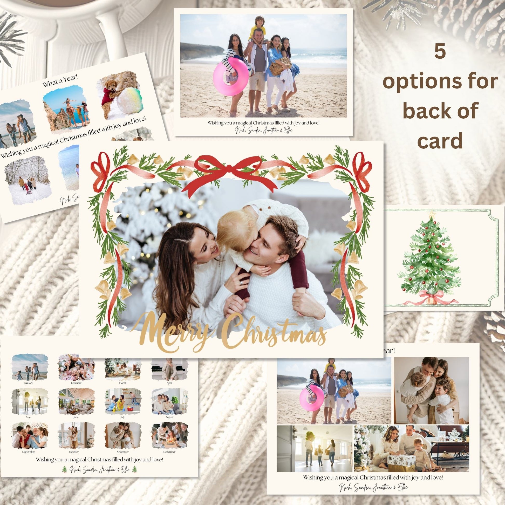 Editable Christmas Photo Card Template – Boho Garland Design, Canva Holiday Card (Digital Download) – Digital Printable by Digital Kim Designs