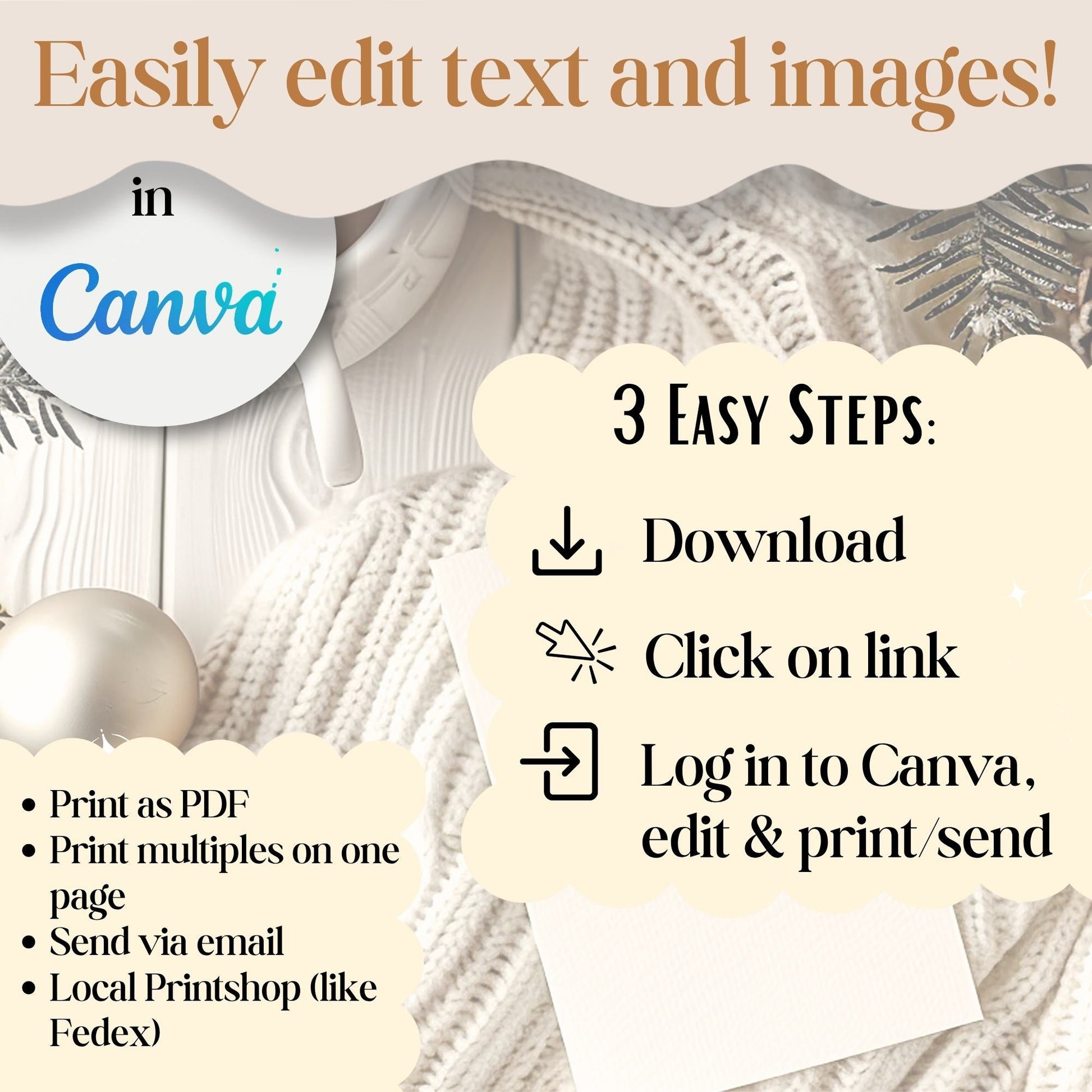 Editable Christmas Photo Card Template – Boho Garland Design, Canva Holiday Card (Digital Download) – Digital Printable by Digital Kim Designs