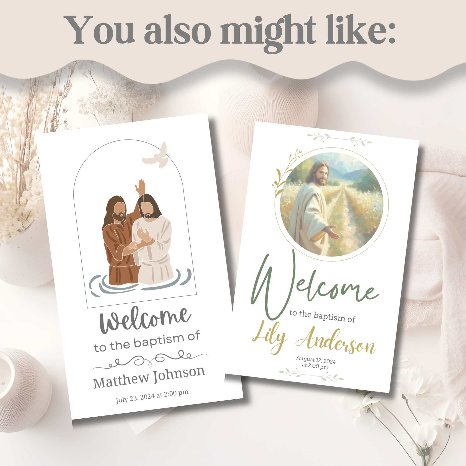 Editable Dual LDS Baptism Program Template | Foldable Printable for 2 Kids | Gender Neutral Canva Design | Instant Download – Faith - Based Printable by Digital Kim Designs