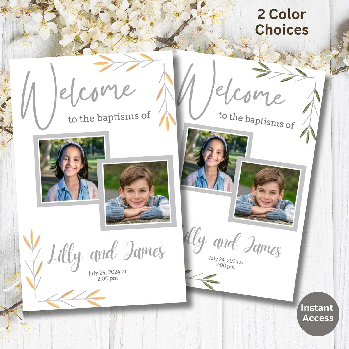 Editable Dual LDS Baptism Program Template | Foldable Printable for 2 ...