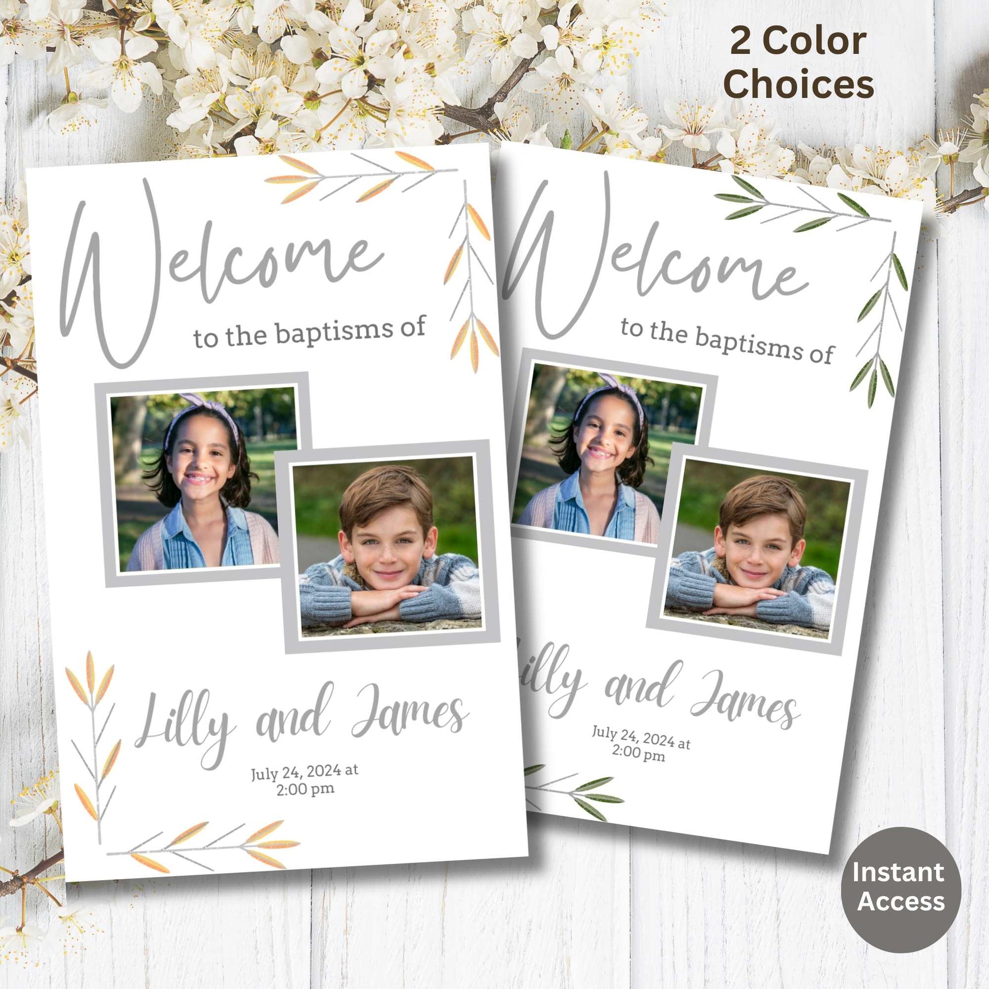 Editable Dual LDS Baptism Program Template | Foldable Printable for 2 Kids | Gender Neutral Canva Design | Instant Download – Faith - Based Printable by Digital Kim Designs