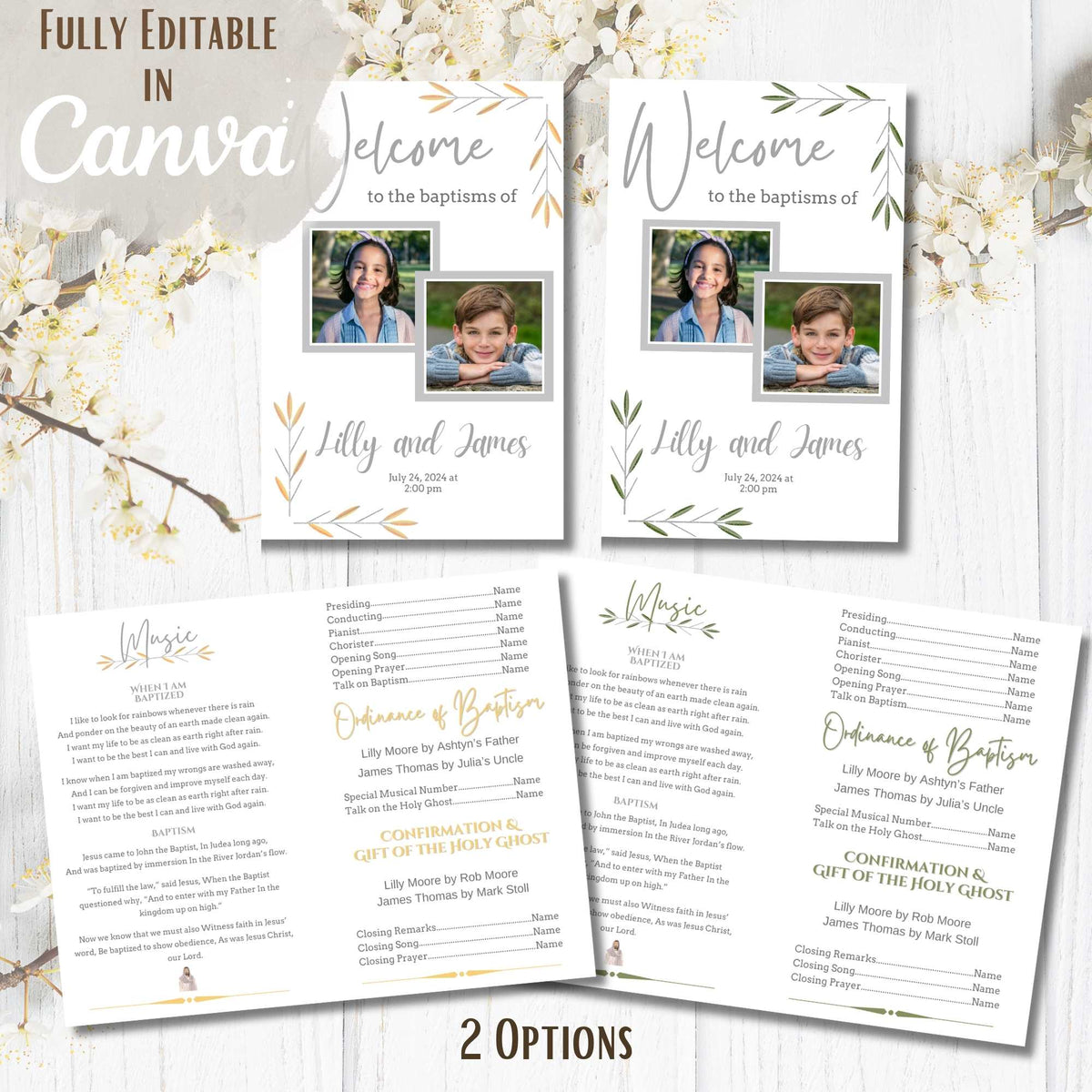 Editable Dual LDS Baptism Program Template | Foldable Printable for 2 ...
