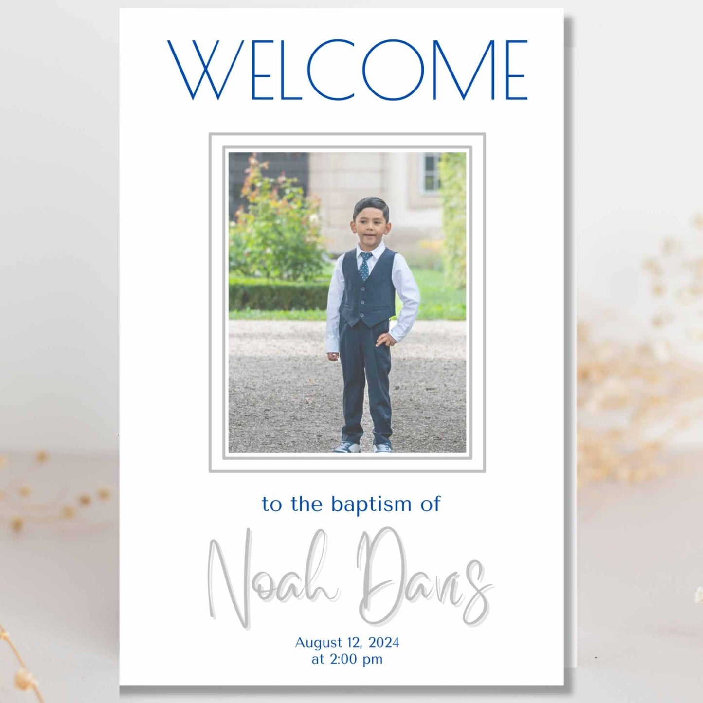 Editable LDS Baptism Program Template for Boys | Blue Foldable Canva Design | Digital Printable – Faith - Based Printable by Digital Kim Designs