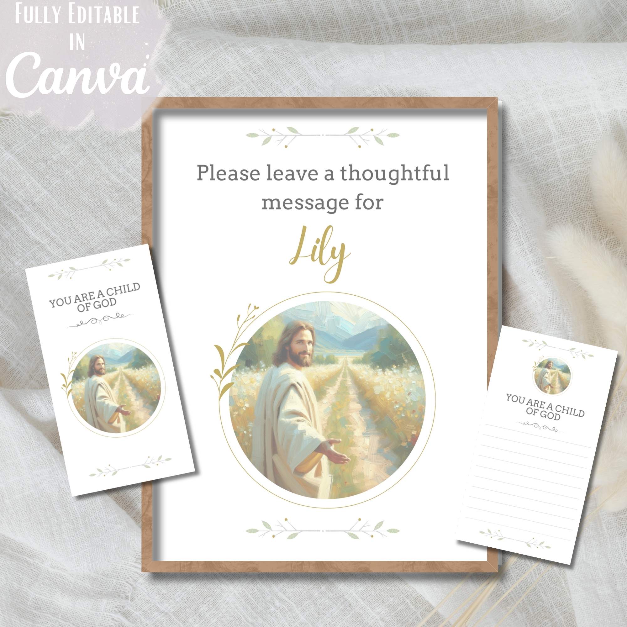 Editable LDS Baptism Sign & Note Cards – Neutral Jesus Design ...