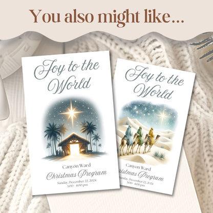 Editable LDS Christmas Party Invitation | O Come Let Us Adore Him | Nativity Canva Template | Digital Download – Digital Printable by Digital Kim Designs