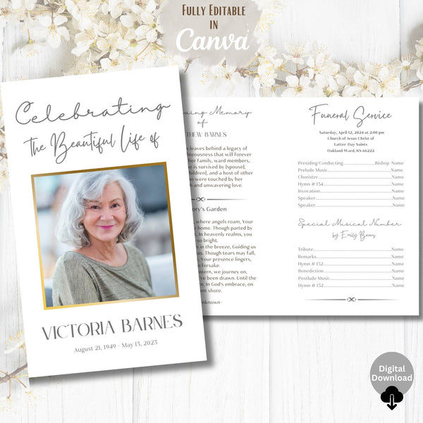 Editable LDS Funeral Program Template – Foldable Celebration of Life ...