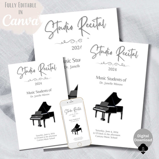 Editable Music Recital Program Template – Printable Piano Recital Program – Canva Invitation + Event Program for Students – Faith - Based Printable by Digital Kim Designs