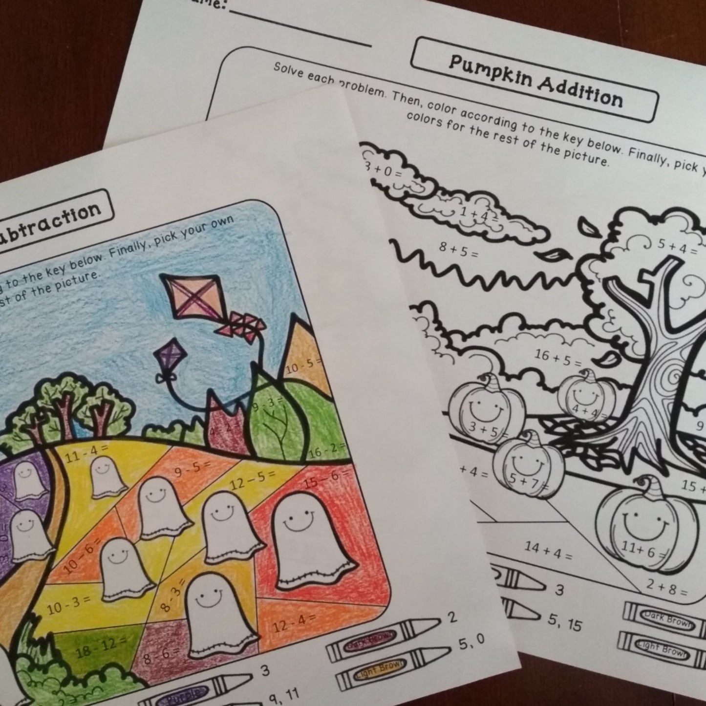 Halloween Math Coloring Worksheets – Addition & Subtraction to 20 | 1st–3rd Grade