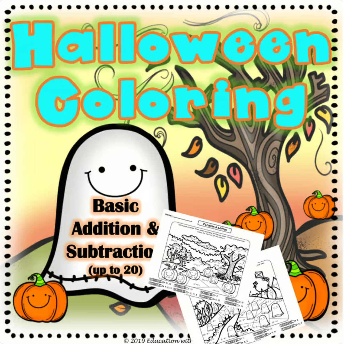 Halloween Math Coloring Worksheets – Addition & Subtraction to 20 | 1st–3rd Grade