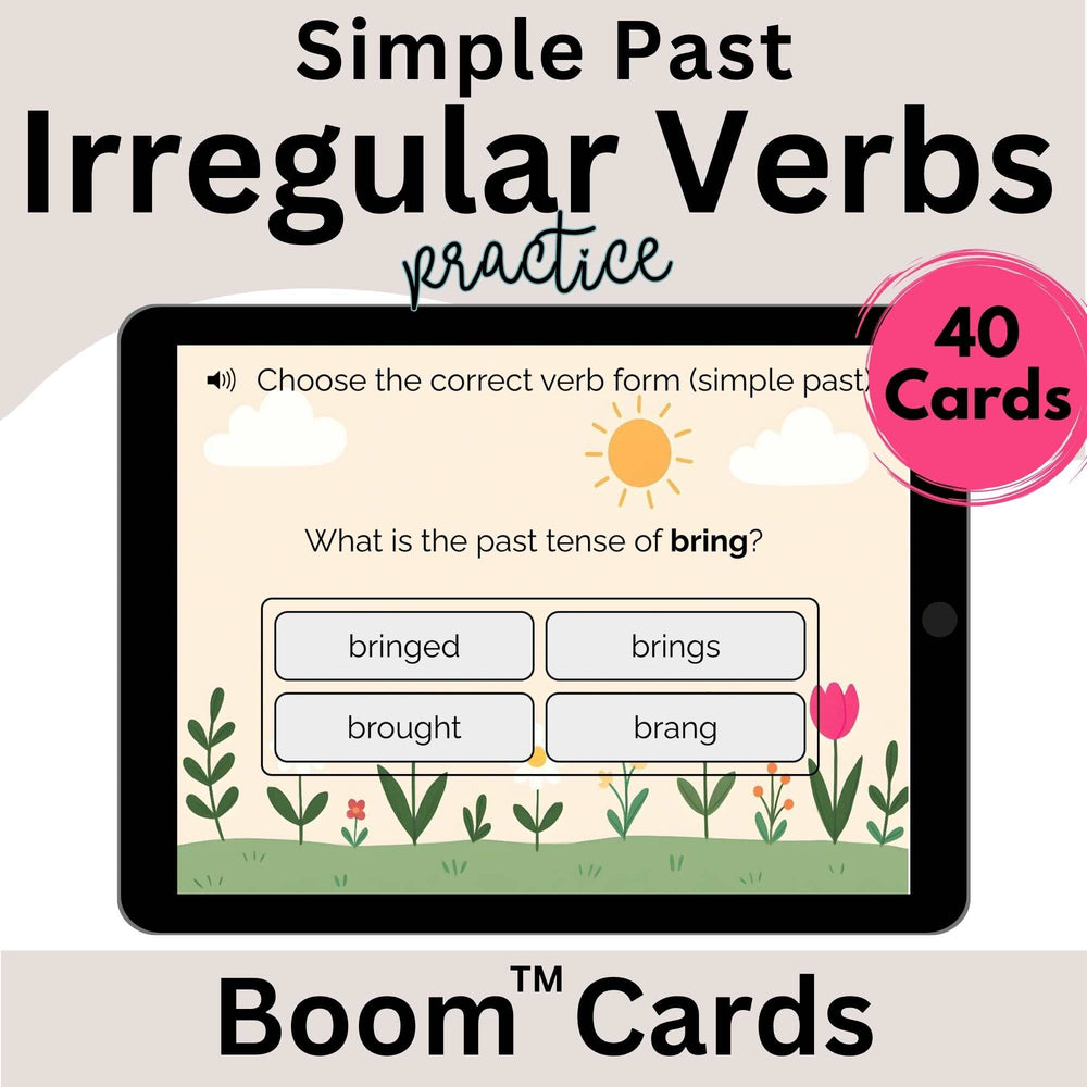 Irregular Past Tense Verbs Boom™ Cards – 40 Self - Checking Digital Task Cards – Faith - Based Printable by Digital Kim Designs