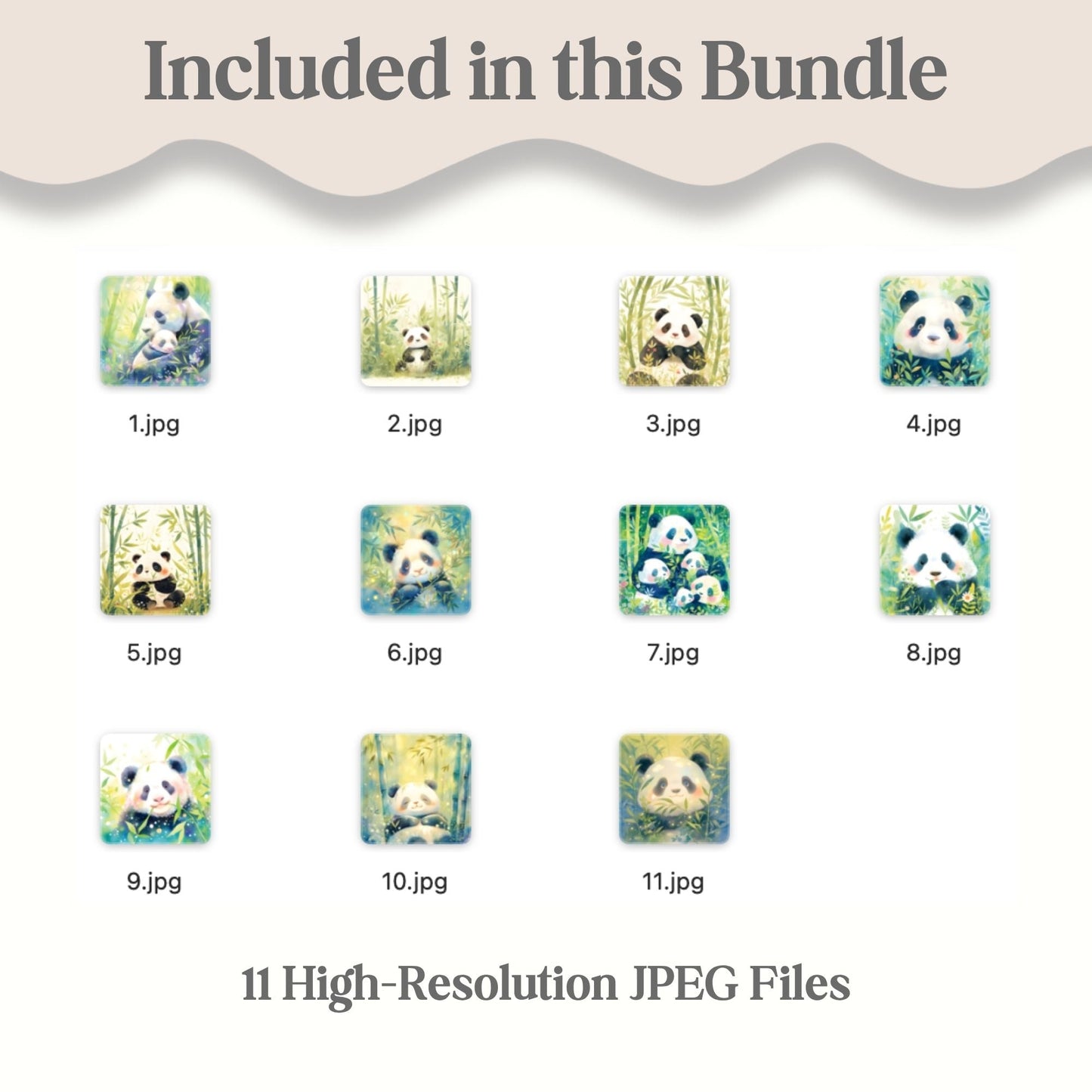 Kawaii Panda Watercolor Art Set | 11 Nursery & Kids Wall Prints – Digital Printable by Digital Kim Designs