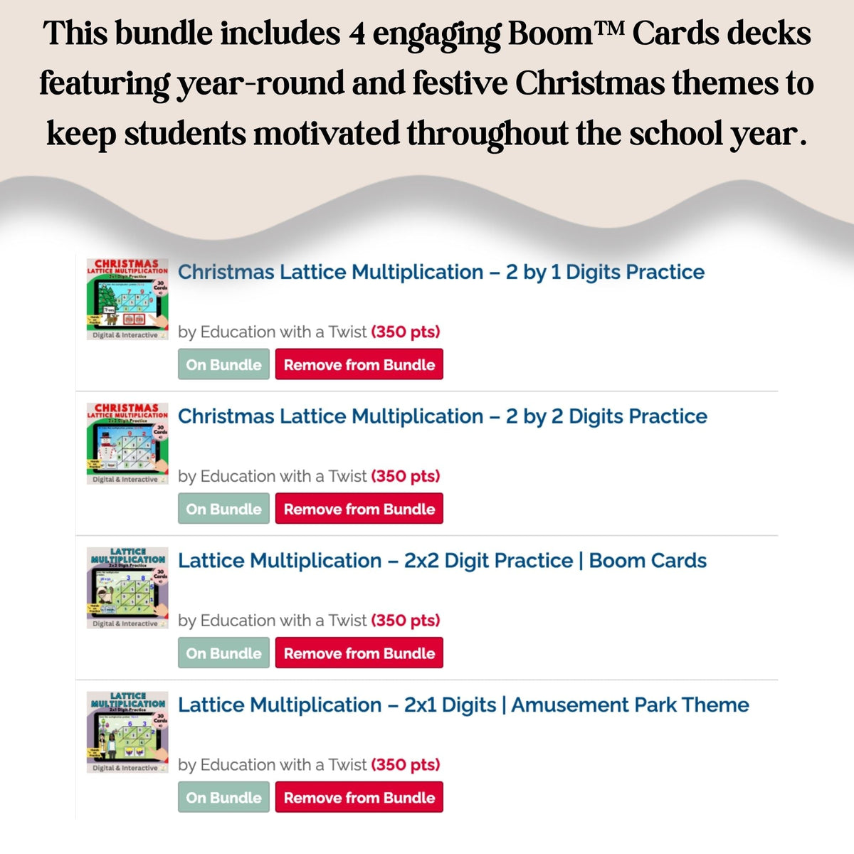 Lattice Multiplication Boom Cards Bundle | 2×1 & 2×2 Digit Multiplication | Digital Math Practice – Digital Printable by Digital Kim Designs