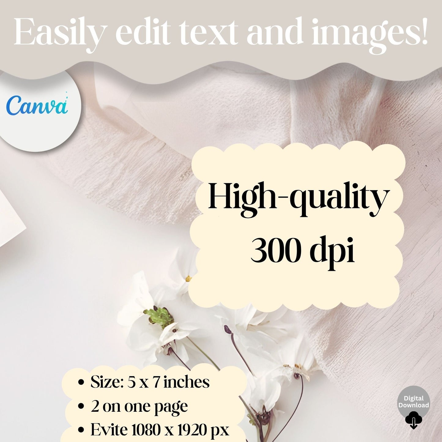 LDS Baptism Invitation – Editable Canva Evite or Printable – Digital Printable by Digital Kim Designs